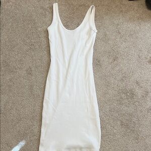 perfectwhitetee white ribbed Midi Dress